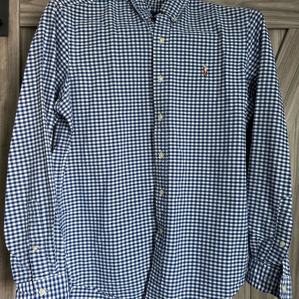 Ralph Lauren Blue and White Casual Button Down Shirt